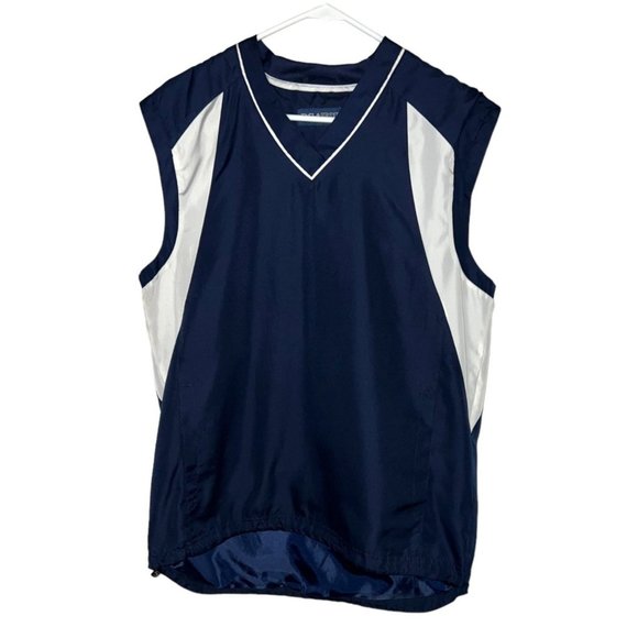 PGA Tour Pullover Windbreaker Vest Navy Blue White Top Activewear Men Size Small - Picture 4 of 10